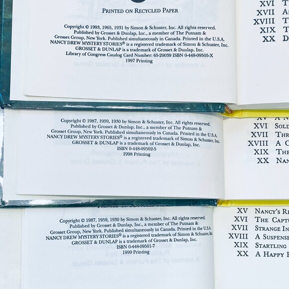 6 VNTG NANCY DREW MYSTERY STORIES YELLOW GLOSSY HC FINE COND, #1,2,5,7,11,33 - Picture 4 of 8